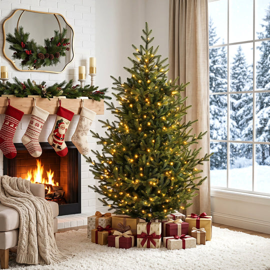 6 FT Pre-Lit Artificial Christmas Tree with 240 LED Lights
