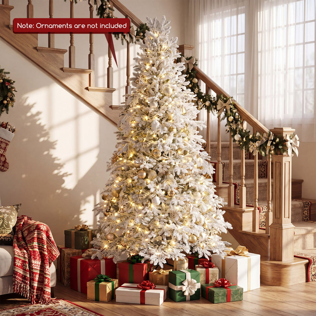 6 FT Pre-Lit Flocked Christmas Tree with LED Lights
