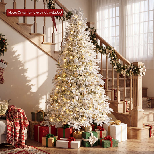 6 FT Pre-Lit Flocked Christmas Tree with LED Lights