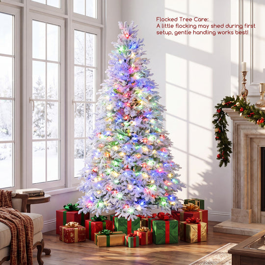 6 FT Pre-Lit Flocked Christmas Tree with LED Lights