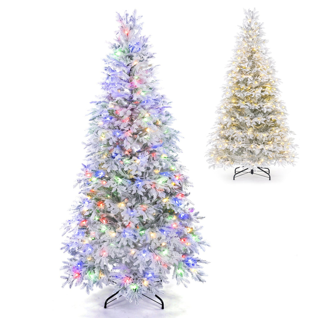6 FT Pre-Lit Flocked Christmas Tree with LED Lights