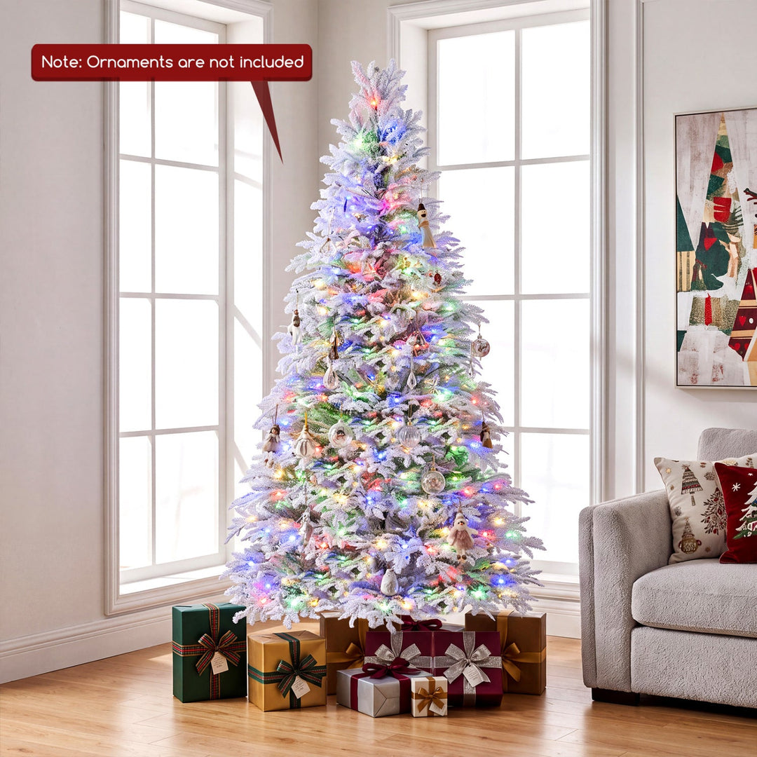 6 FT Pre-Lit Flocked Christmas Tree with LED Lights