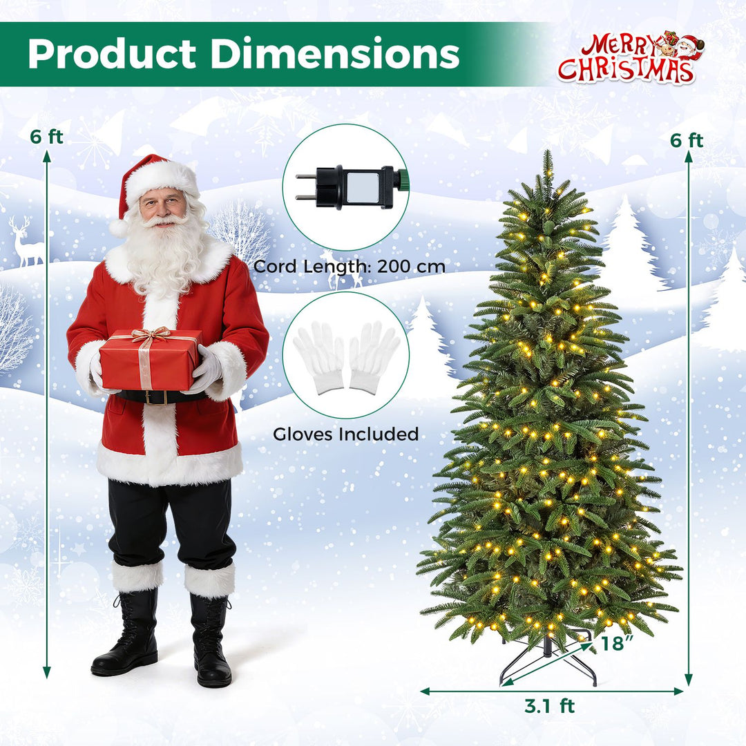 6 FT Pre-Lit Artificial Christmas Tree with 3 Gift Boxes and 780 Lush Branch Tips