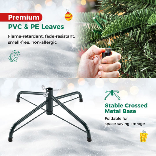 6 FT Pre-Lit Artificial Christmas Tree with 3 Gift Boxes and 780 Lush Branch Tips