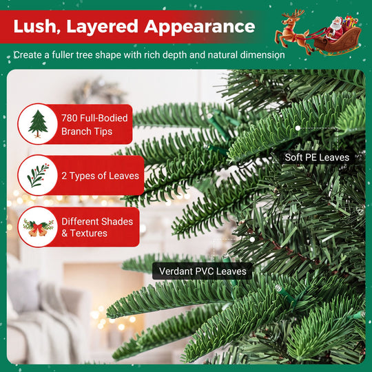 6 FT Pre-Lit Artificial Christmas Tree with 3 Gift Boxes and 780 Lush Branch Tips