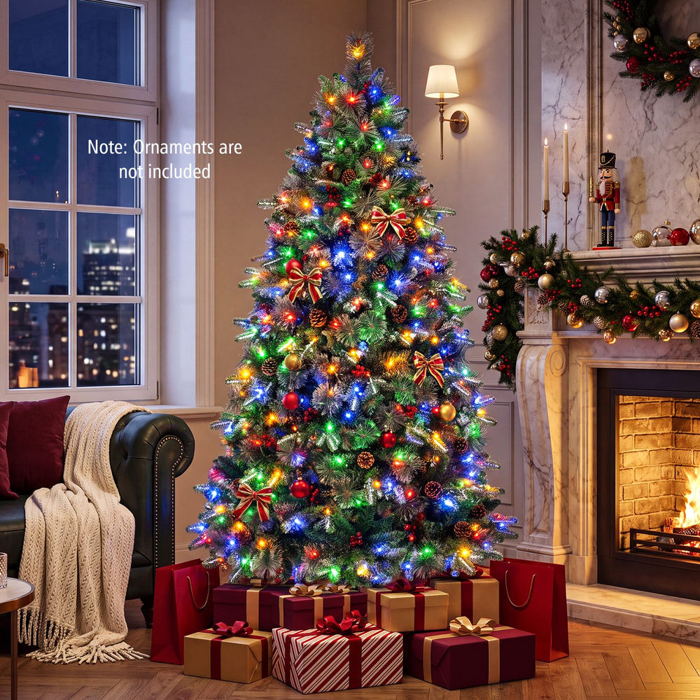 6 FT Pre-Lit Artificial Christmas Tree with Dual-Color LED Lights and 9 Modes