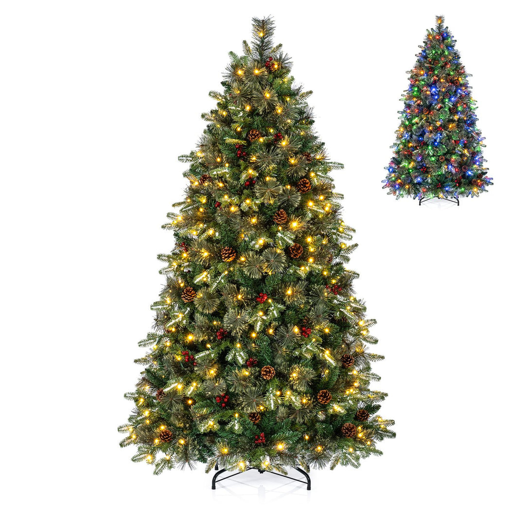 6 FT Pre-Lit Artificial Christmas Tree with Dual-Color LED Lights and 9 Modes