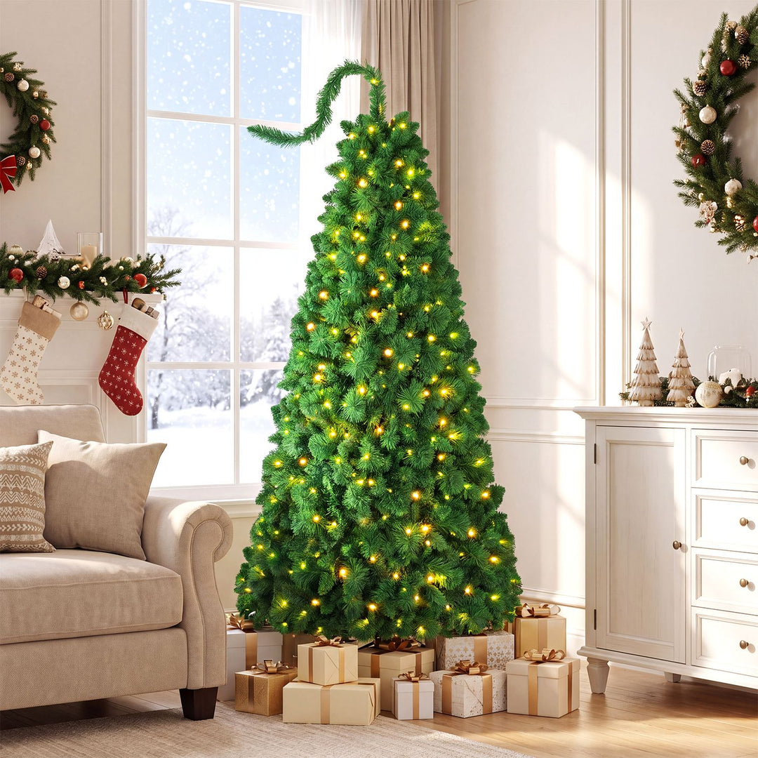 6 FT Pre-Lit Artificial Christmas Tree with Green Snow Flocking