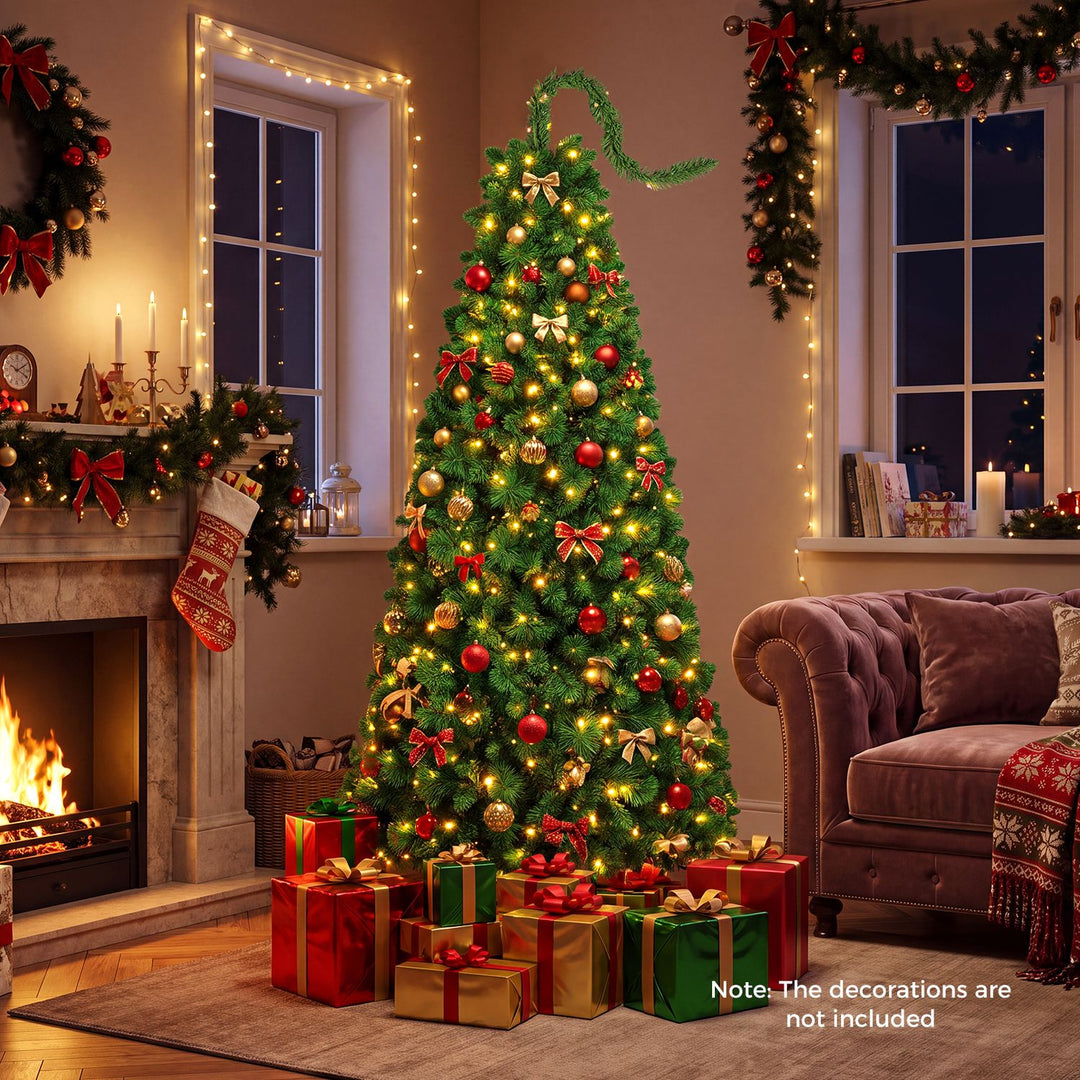 6 FT Pre-Lit Artificial Christmas Tree with Green Snow Flocking