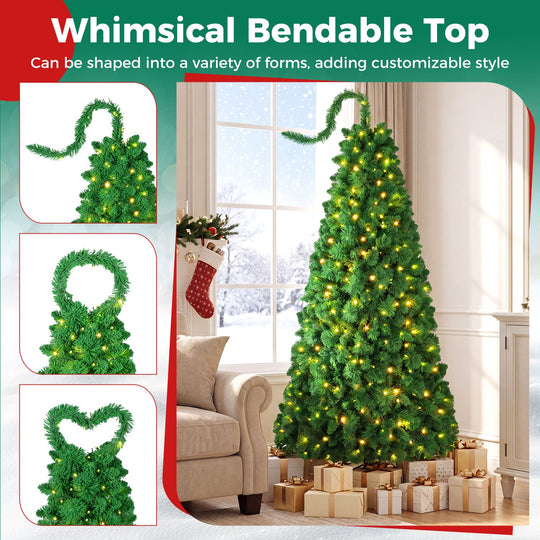 6 FT Pre-Lit Artificial Christmas Tree with Green Snow Flocking