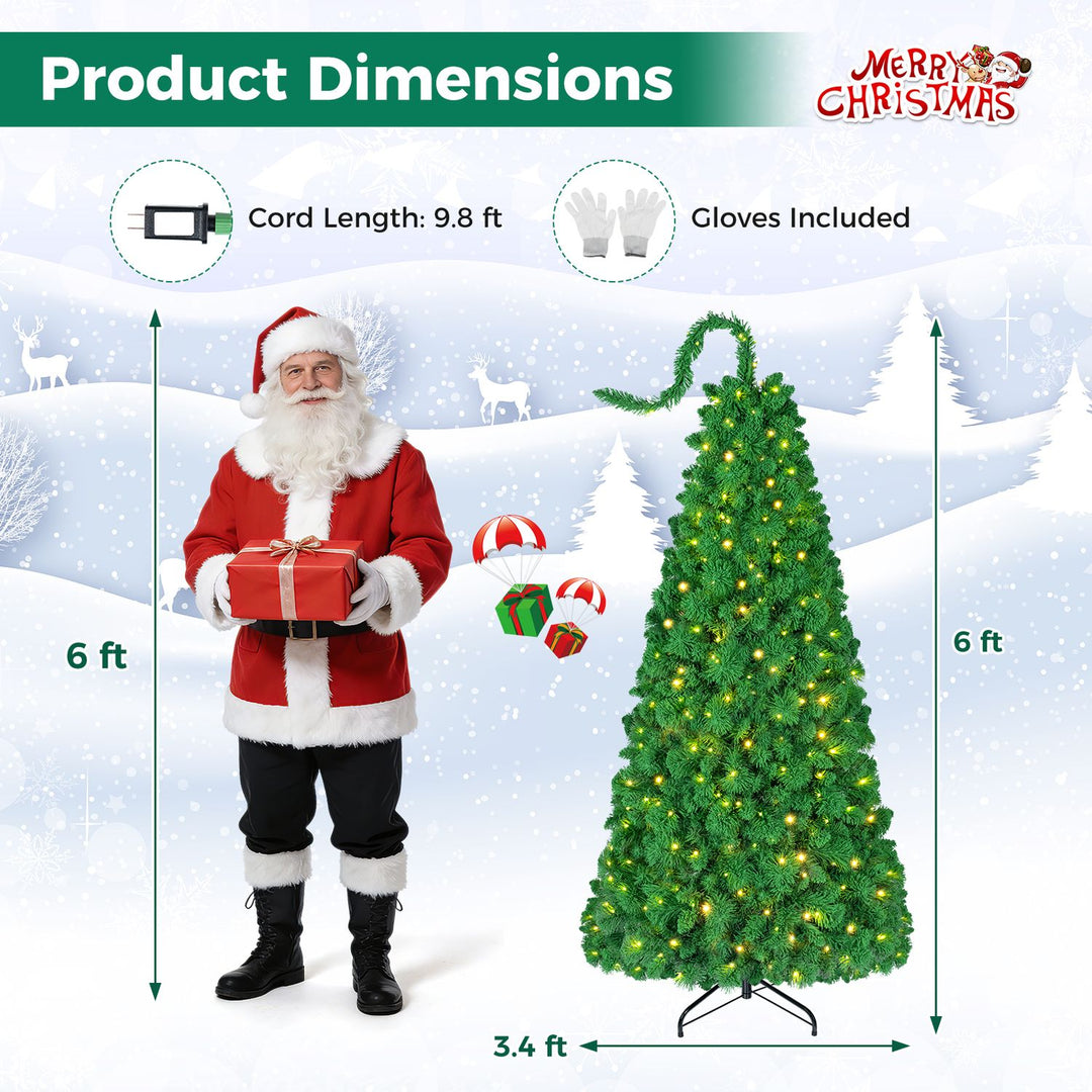 6 FT Pre-Lit Artificial Christmas Tree with Green Snow Flocking