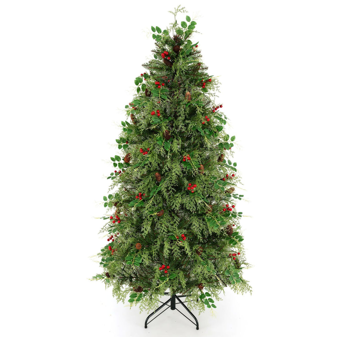 6 FT Pre-Lit Artificial Christmas Tree with Warm White and Multicolor LED Lights for Indoor