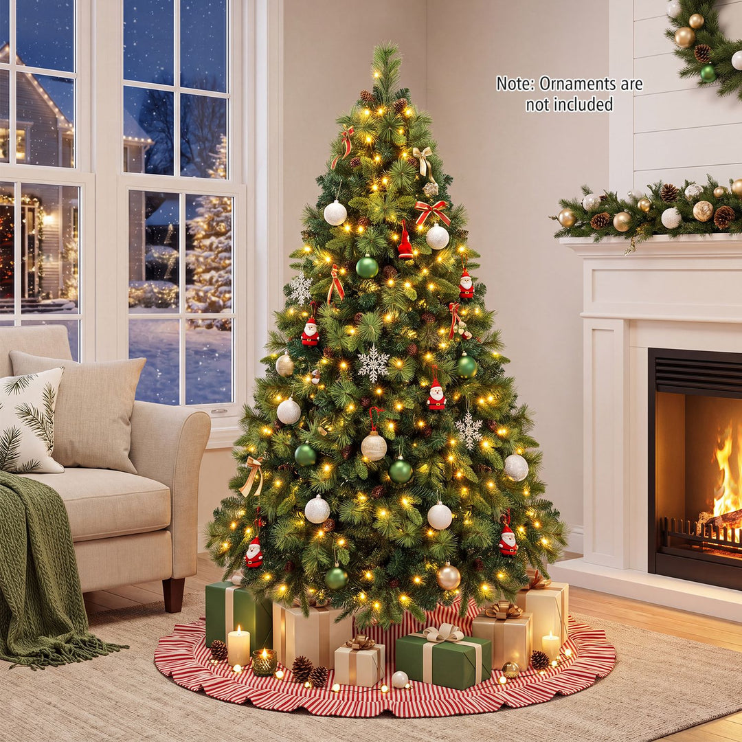 8 FT Pre-Lit Artificial Christmas Tree with 310/400/515 Warm White LED Lights and 8