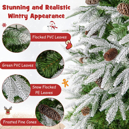 6/7.5/9 FT Pre-Lit Artificial Christmas Tree with 765/1135/1871 Tips and 280/470/690 Warm-White LED Lights