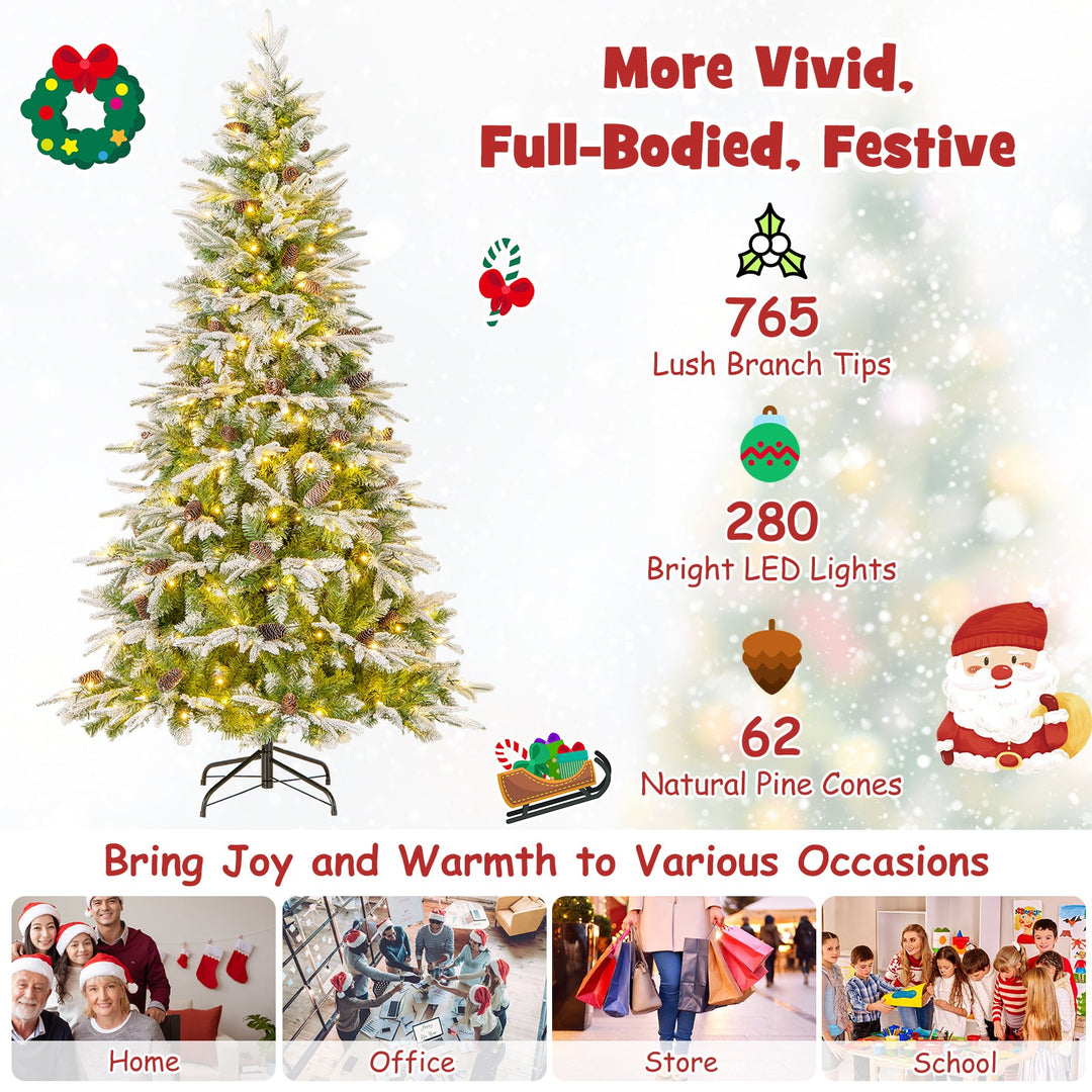 6/7.5/9 FT Pre-Lit Artificial Christmas Tree with 765/1135/1871 Tips and 280/470/690 Warm-White LED Lights