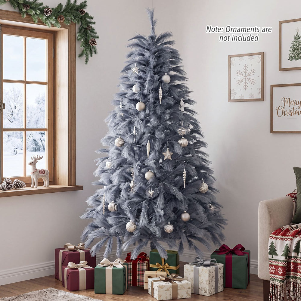 6 FT Pre-Lit Christmas Tree with Feather-Inspired Branch Tips