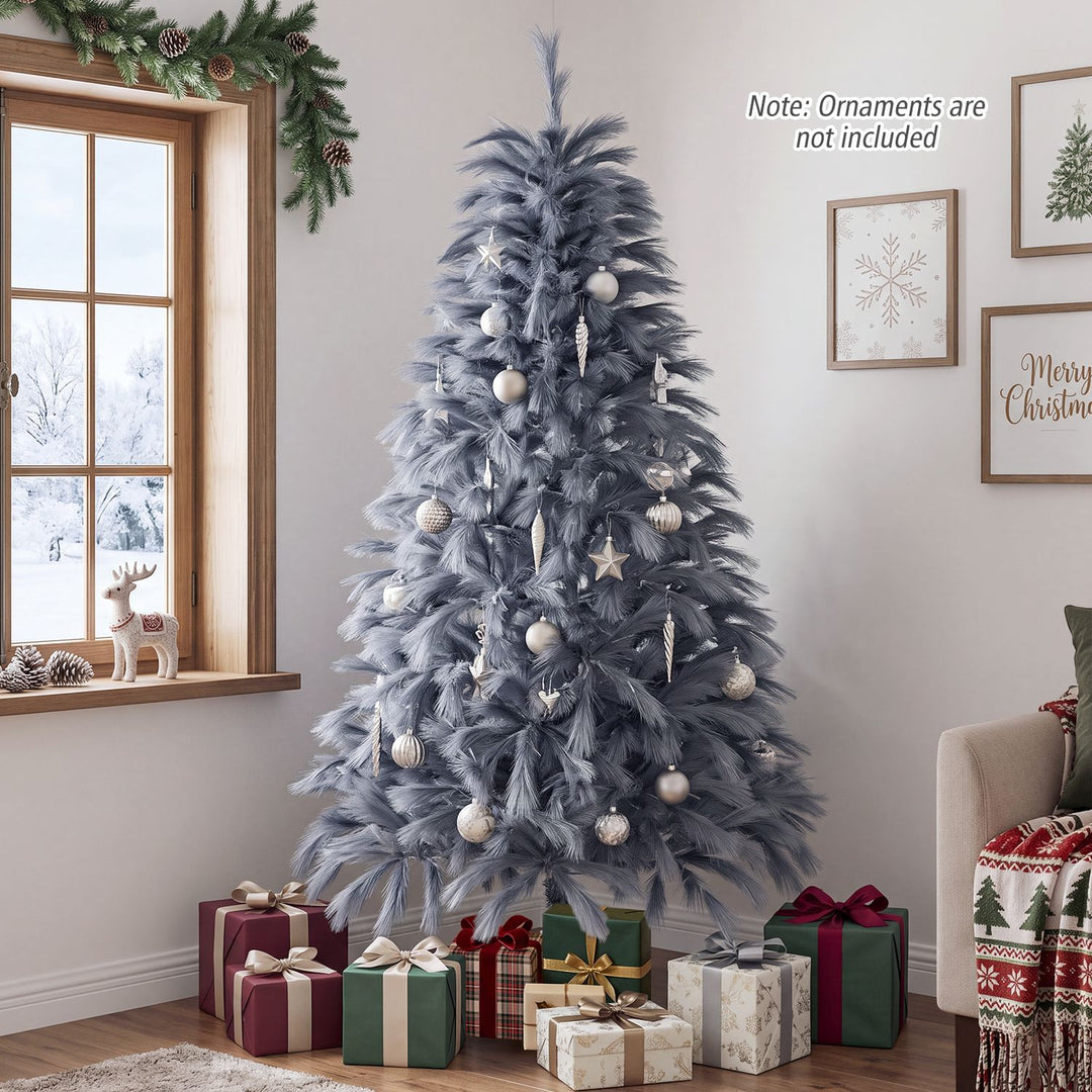 6 FT Pre-Lit Christmas Tree with Feather-Inspired Branch Tips