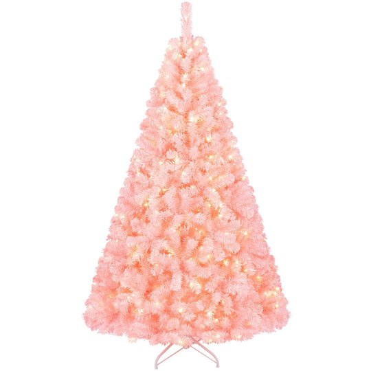 6 FT Pre-Lit Pink Christmas Tree with 500/250/140/750 Warm White LED Lights