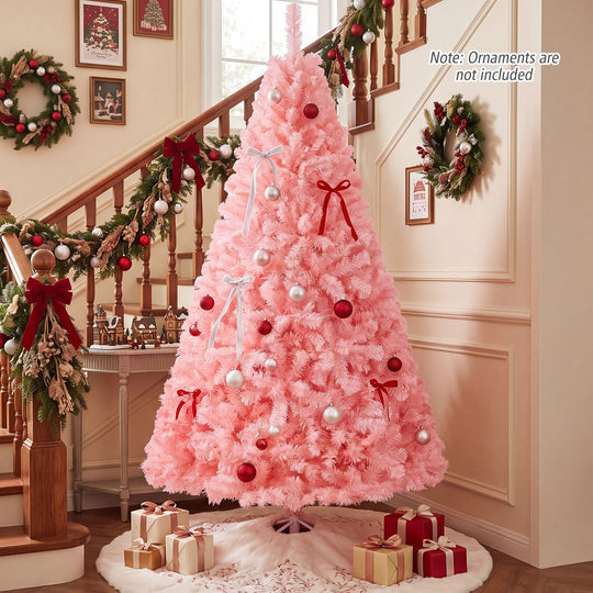6 FT Pre-Lit Pink Christmas Tree with 500/250/140/750 Warm White LED Lights