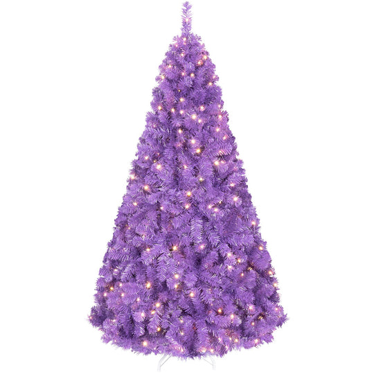 6 FT Pre-Lit Purple Christmas Tree with 500/250/140/750 Warm White LED Lights