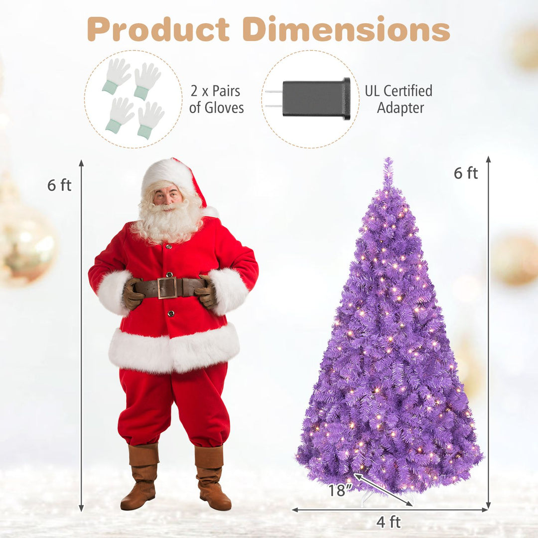 6 FT Pre-Lit Purple Christmas Tree with 500/250/140/750 Warm White LED Lights
