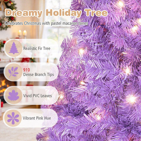 6 FT Pre-Lit Purple Christmas Tree with 500/250/140/750 Warm White LED Lights