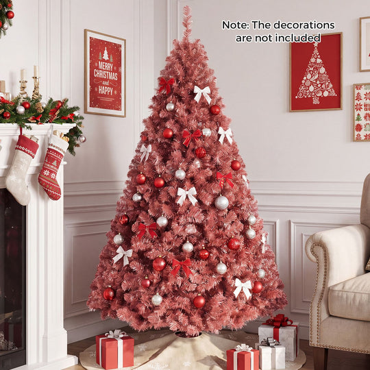 4.5 FT Pre-Lit Red Christmas Tree with 500/250/140/750 Warm White LED Lights