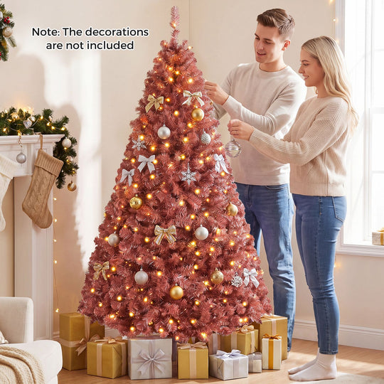 4.5 FT Pre-Lit Red Christmas Tree with 500/250/140/750 Warm White LED Lights