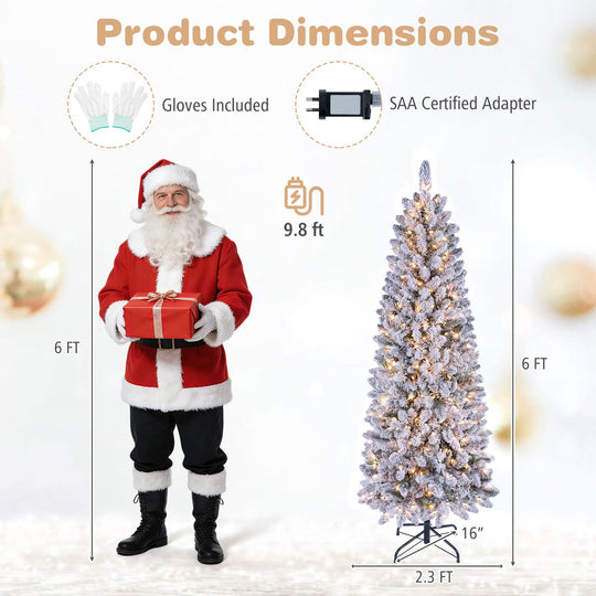 7.5 FT Pre-lit Snow-Flocked Christmas Tree with RGB Lights