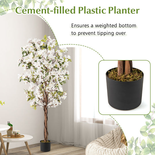 6 Feet Artificial Bougainvillea Tree with 910 White Flowers