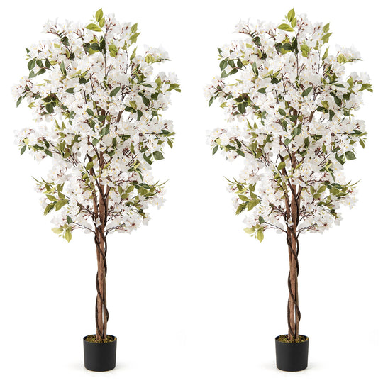 6 Feet Artificial Bougainvillea Tree with 910 White Flowers