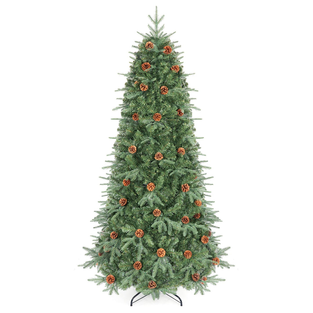 6 Feet Artificial Christmas Tree with LED Lights and Pine Cones