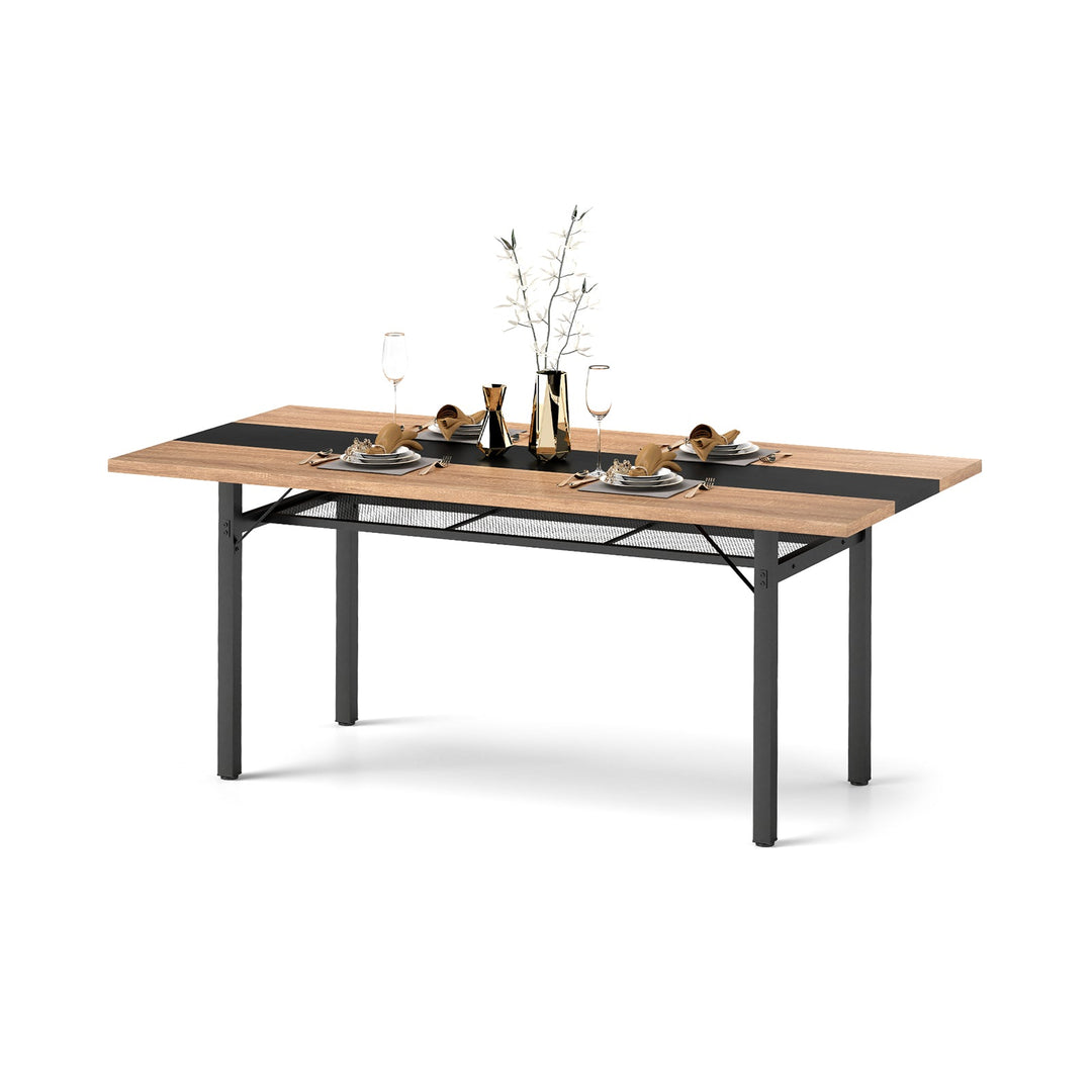 6 Feet Dining Table with Heavy-Duty Metal Frame for 6-8 People-Natural