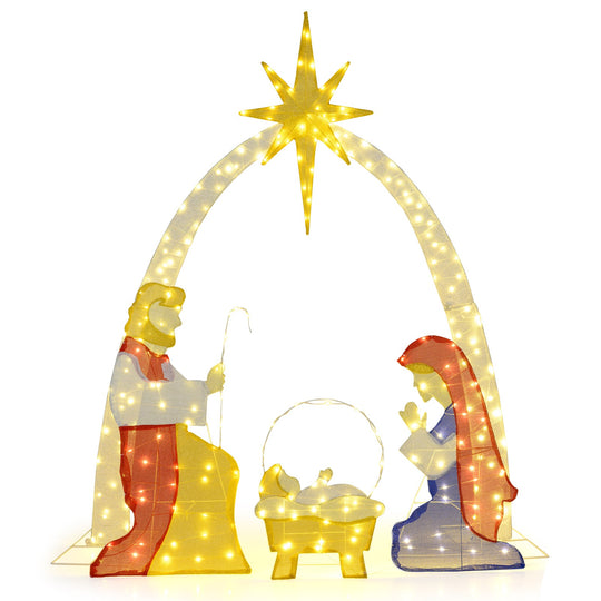 6 Feet Lighted Nativity Scene Yard Decoratio with 240 Warm White LED Lights