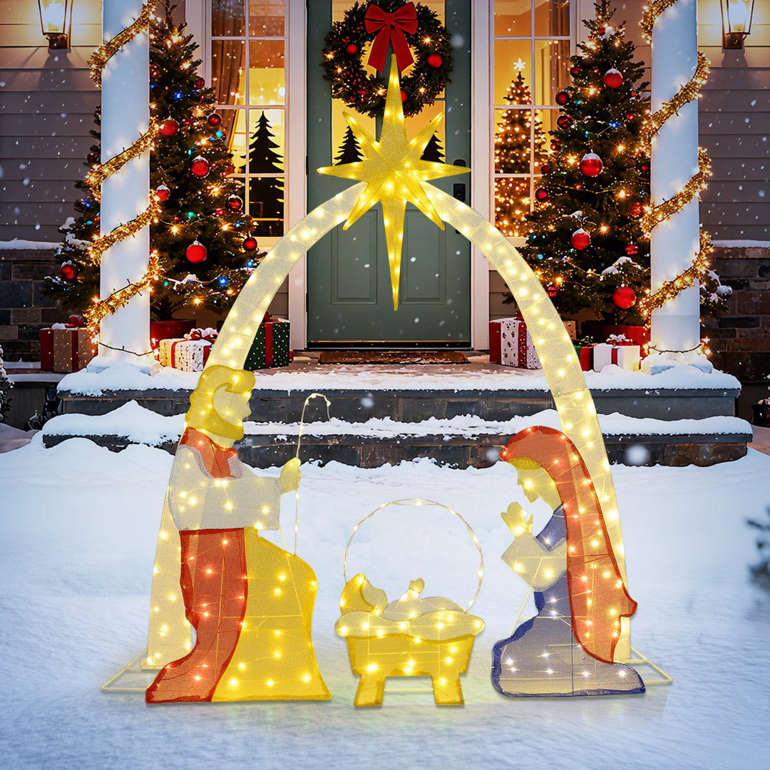 6 Feet Lighted Nativity Scene Yard Decoratio with 240 Warm White LED Lights