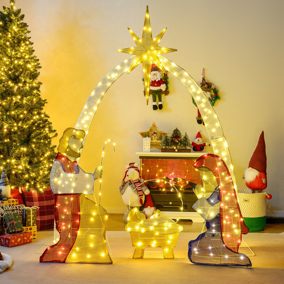 6 Feet Lighted Nativity Scene Yard Decoratio with 240 Warm White LED Lights
