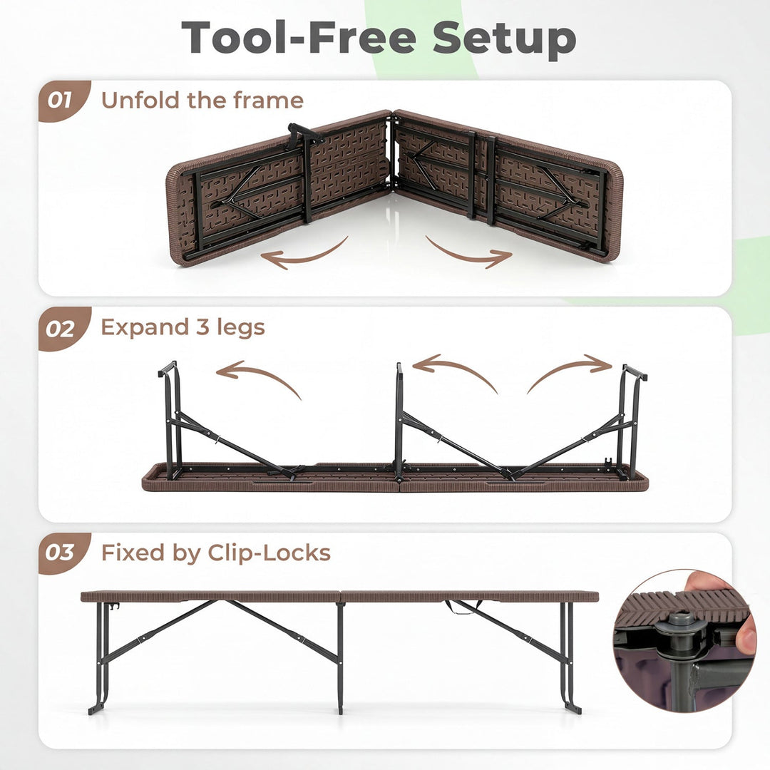 6 Foot Folding Bench with Carrying Handle - 660 lb Capacity