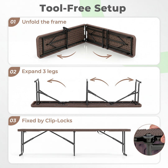 6 Foot Folding Bench with Carrying Handle - 660 lb Capacity