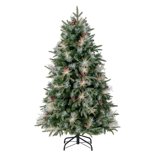 5 Feet Pre-Lit Artificial Christmas Tree with 8 Modes LED Lights with Berries