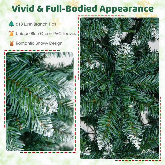 6 Feet Pre-Lit Artificial Christmas Tree with 618 Snowy Branch Tips