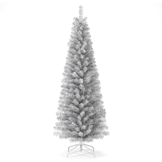 6 Feet Tinsel Tree Unlit Slim Pencil Christmas Tree
