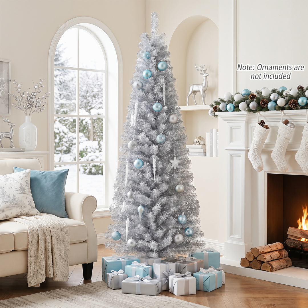 6 Feet Tinsel Tree Unlit Slim Pencil Christmas Tree