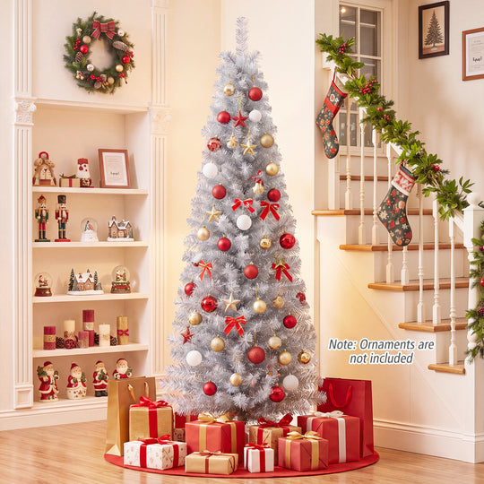 6 Feet Tinsel Tree Unlit Slim Pencil Christmas Tree