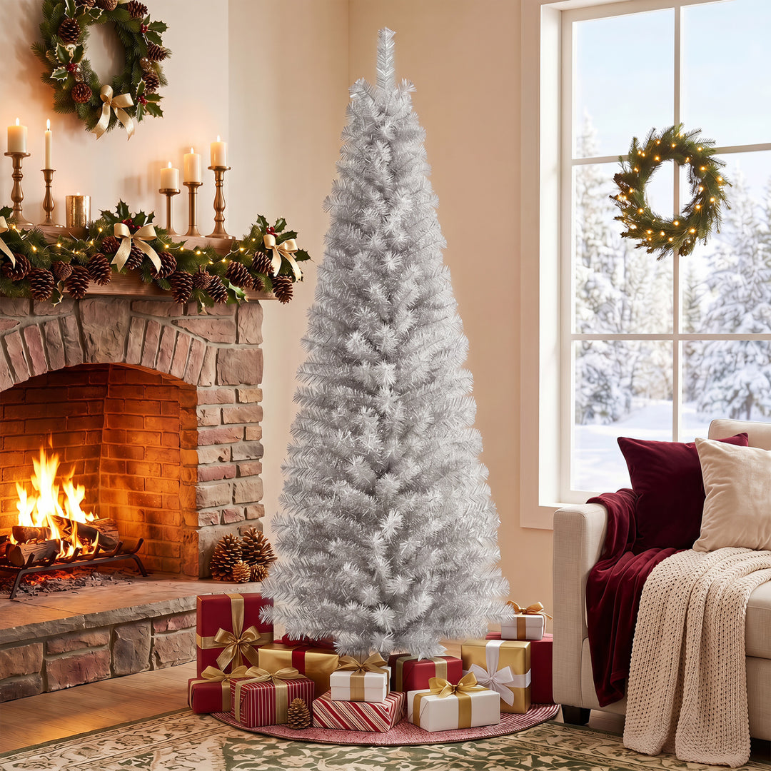 6 Feet Tinsel Tree Unlit Slim Pencil Christmas Tree