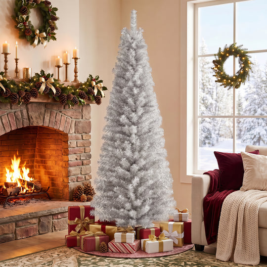 6 Feet Tinsel Tree Unlit Slim Pencil Christmas Tree