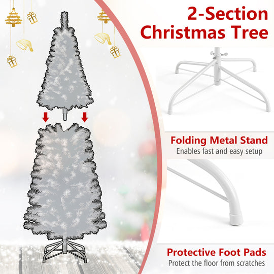 6 Feet Tinsel Tree Unlit Slim Pencil Christmas Tree