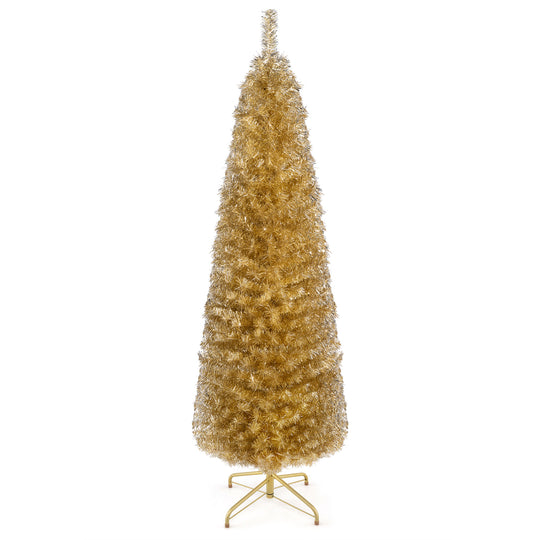 6 Feet Tinsel Tree Unlit Slim Pencil Christmas Tree