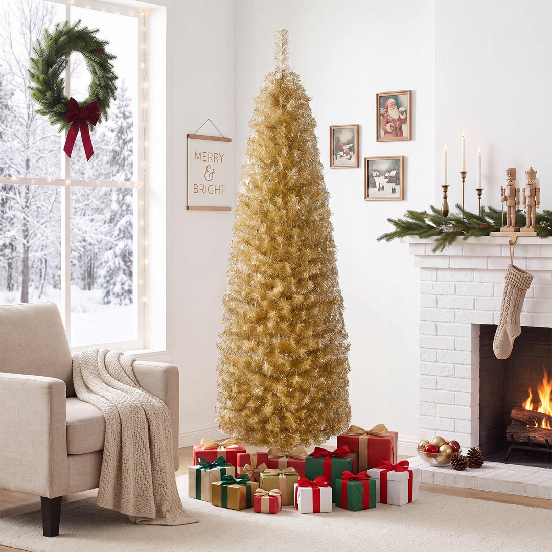 6 Feet Tinsel Tree Unlit Slim Pencil Christmas Tree