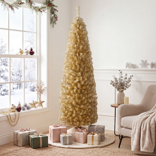 6 Feet Tinsel Tree Unlit Slim Pencil Christmas Tree