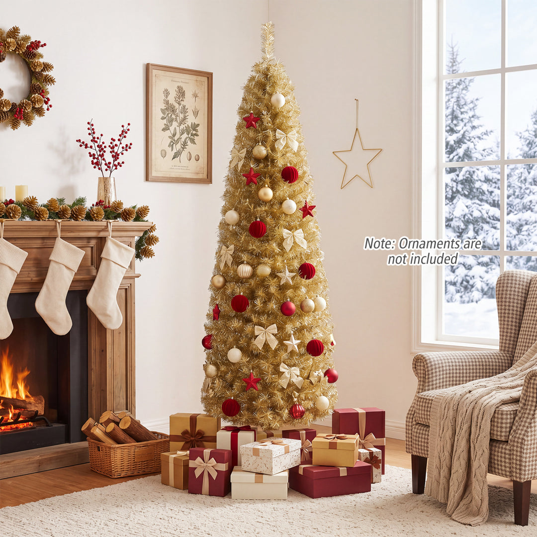 6 Feet Tinsel Tree Unlit Slim Pencil Christmas Tree